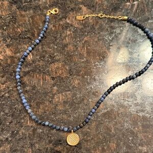 Anna Beck Blue Beaded Necklace with Gold Charm